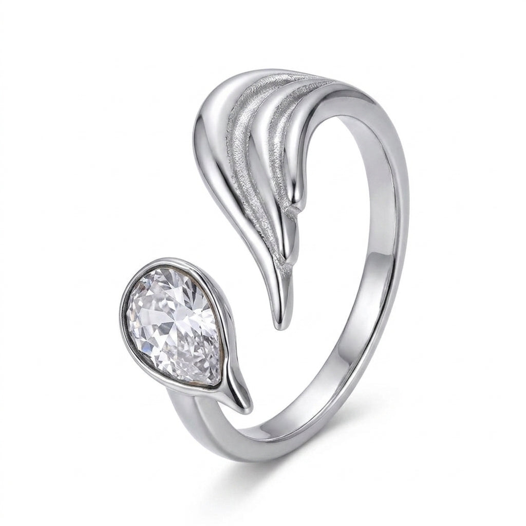 Feathered Elegance Cubic Zirconia Ring - Enhanced Studio Photo