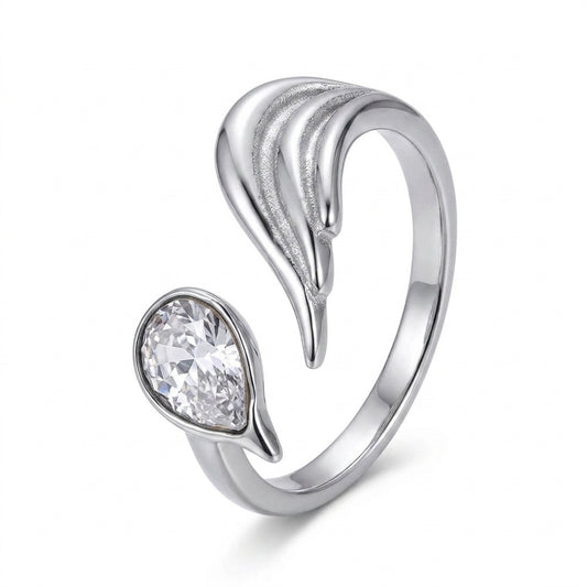 Feathered Elegance Cubic Zirconia Ring - Enhanced Studio Photo
