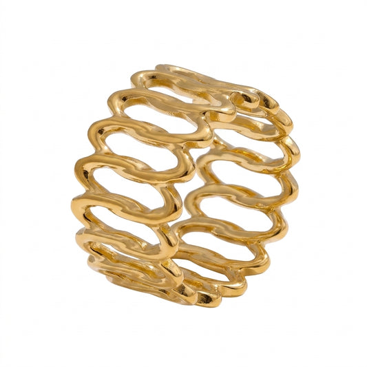 Golden Breeze Hollow Open Ring - Enhanced Studio Photo