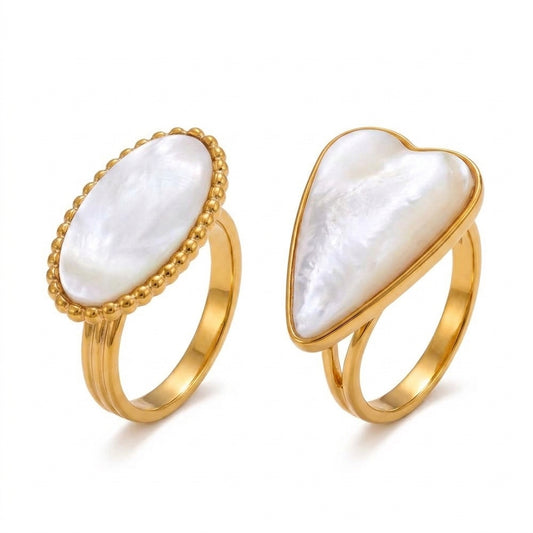 Golden Oval Shell Adjustable Ring - Enhanced Studio Photo