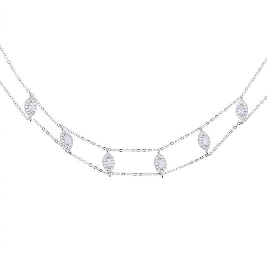 Luna Luxe Double Chain Choker Silver 925 - Enhanced Studio Photo