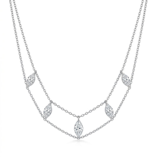 Luna Luxe Double Chain Choker Silver 925 - Enhanced Studio Photo