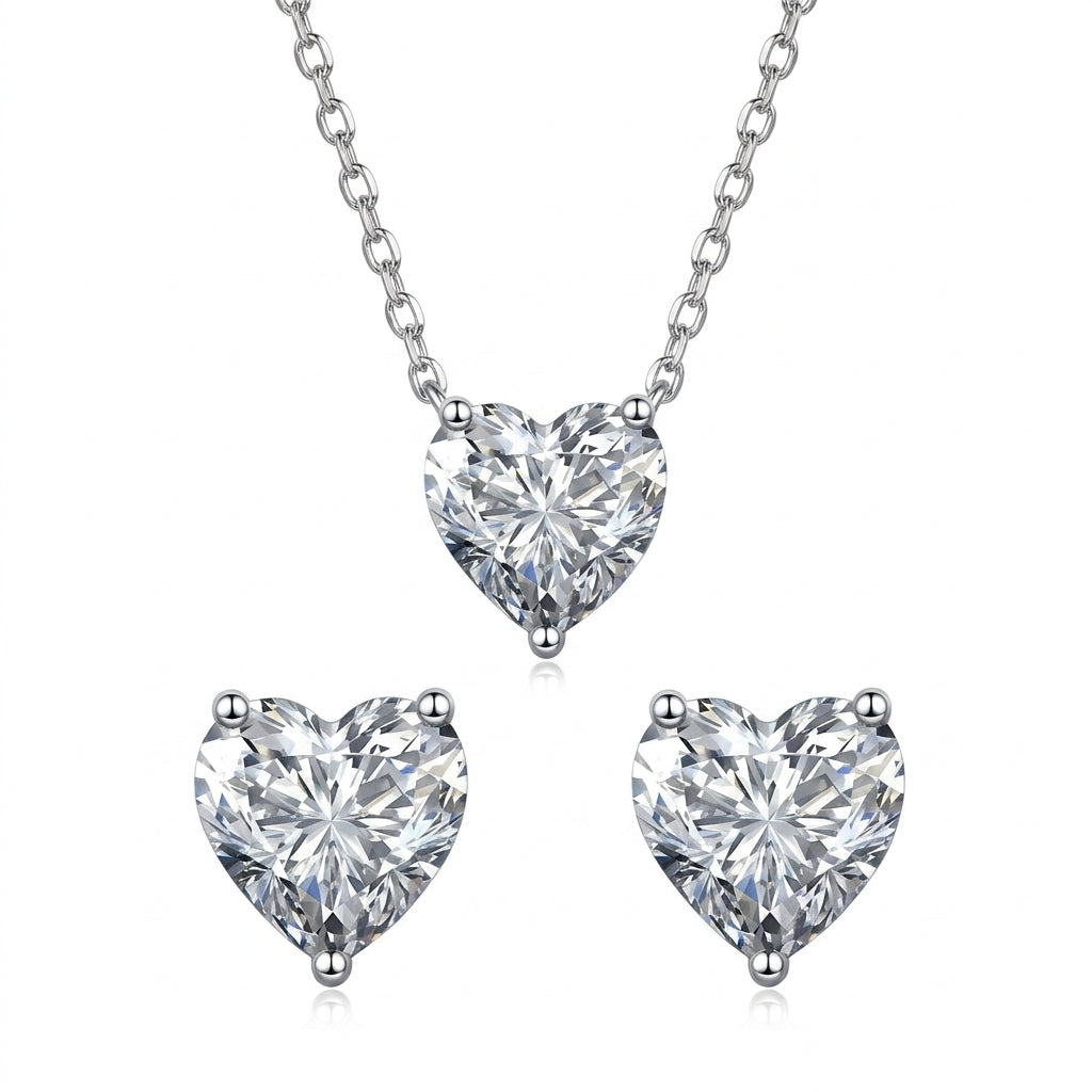 Crystal Heartbeat Silver 925 Set - Enhanced Studio Photo