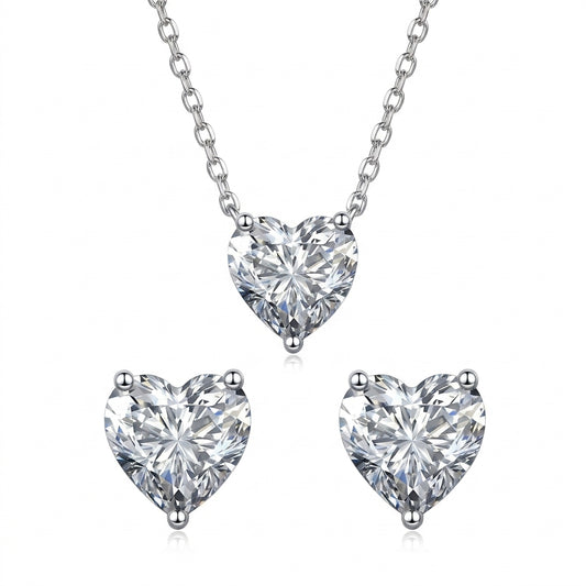 Crystal Heartbeat Silver 925 Set - Enhanced Studio Photo