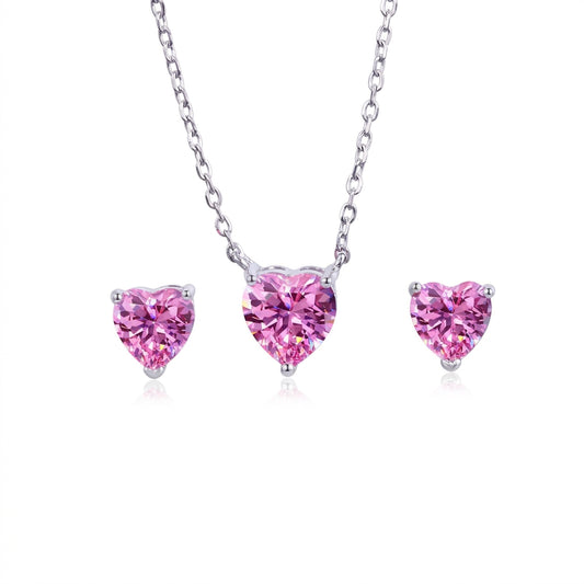 Crystal Heartbeat Silver 925 Set - Enhanced Studio Photo