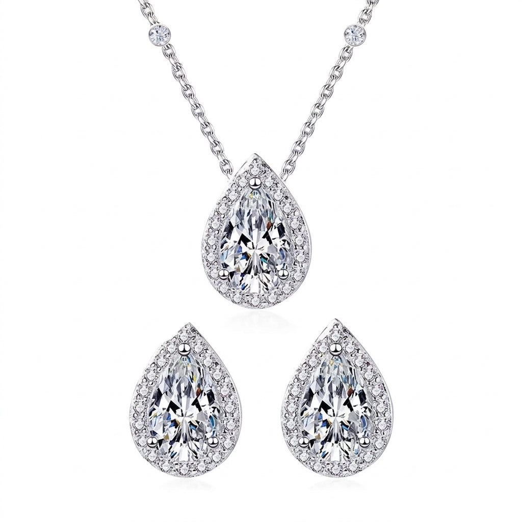 Elysian Pear Silver 925 Set - Enhanced Studio Photo