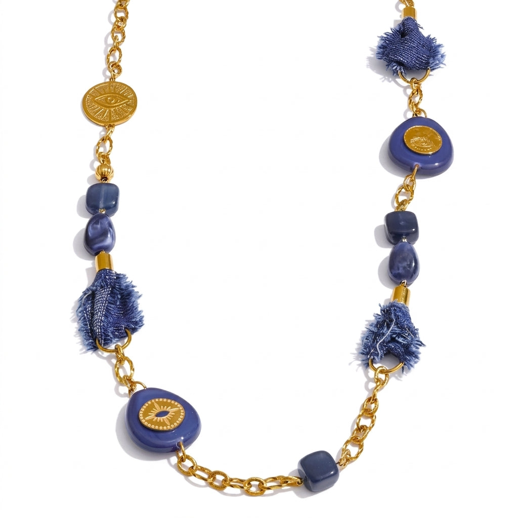 Indigo Charm Necklace - Enhanced Studio Photo