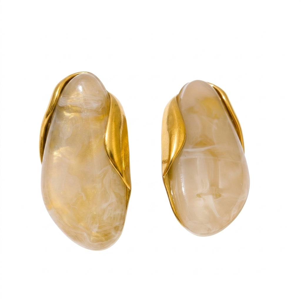 Amber Frame Studs Earrings - Enhanced Studio Photo
