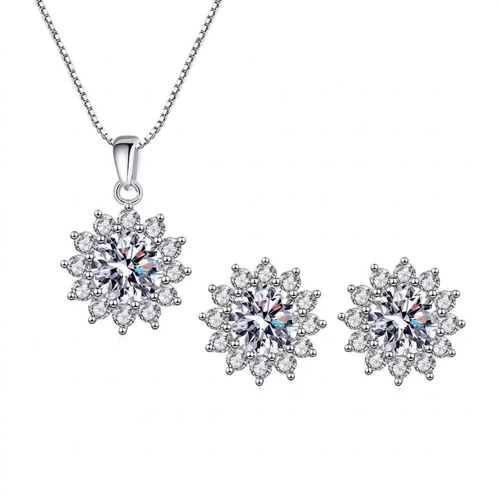 Radiant Halo Silver 925 Set - Enhanced Studio Photo
