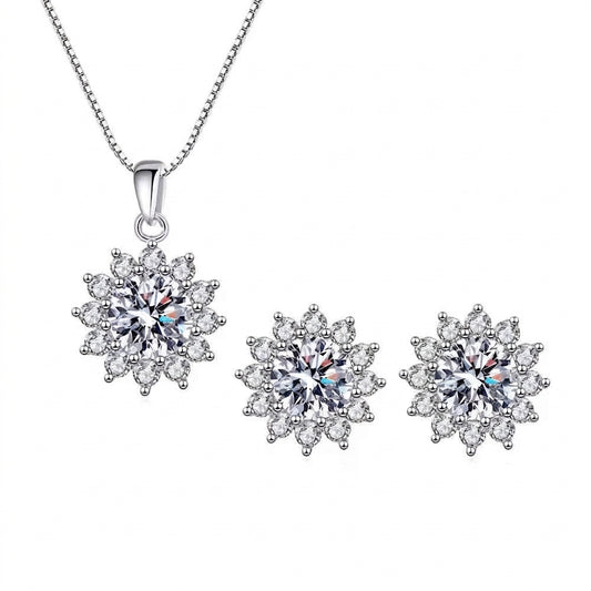 Radiant Halo Silver 925 Set - Enhanced Studio Photo