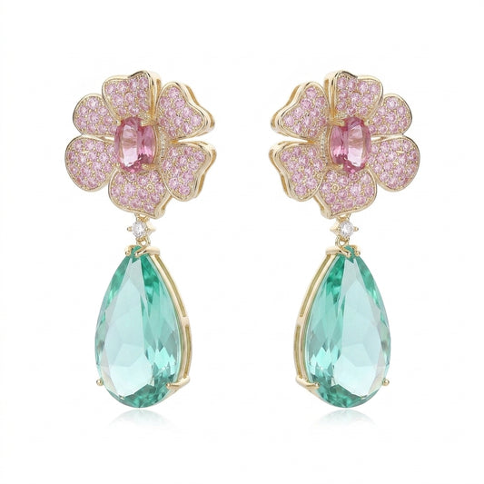 Tiffany Bloom Drop Earrings - Enhanced Studio Photo