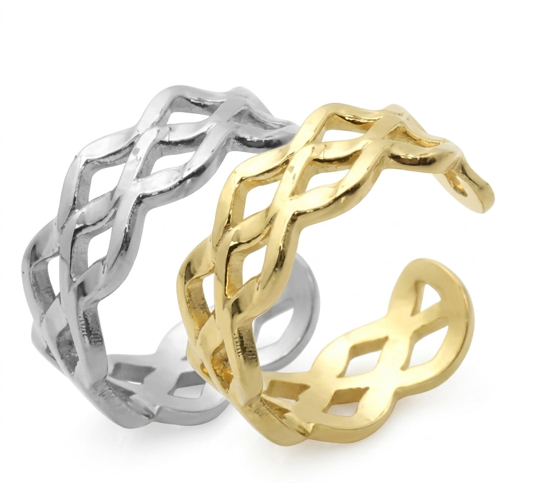 Azalea 18K Gold Plated Free Size Ring - Enhanced Studio Photo