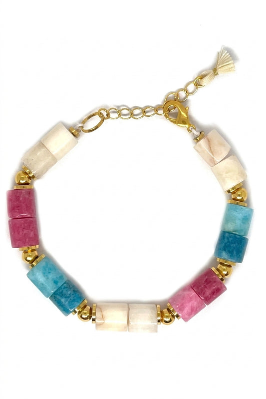 Japanese Miyuki Blue Jazzy Bracelet White - Enhanced Studio Photo