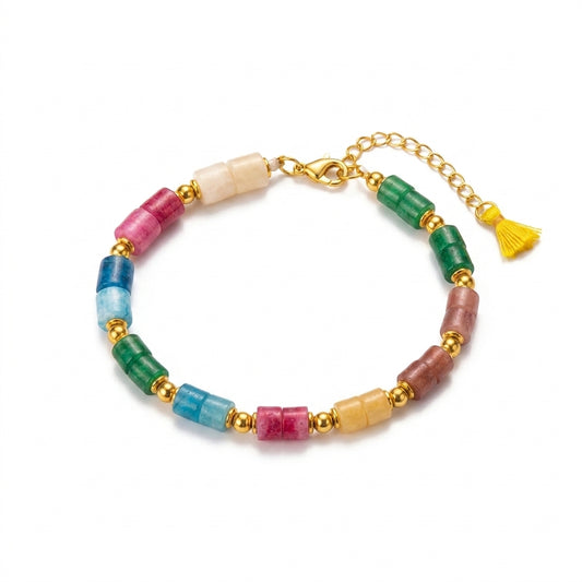 Japanese Miyuki Blue Jazzy Bracelet White - Enhanced Studio Photo