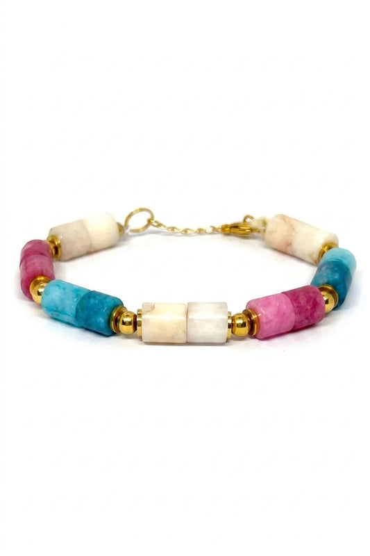 Japanese Miyuki Blue Jazzy Bracelet White - Enhanced Studio Photo
