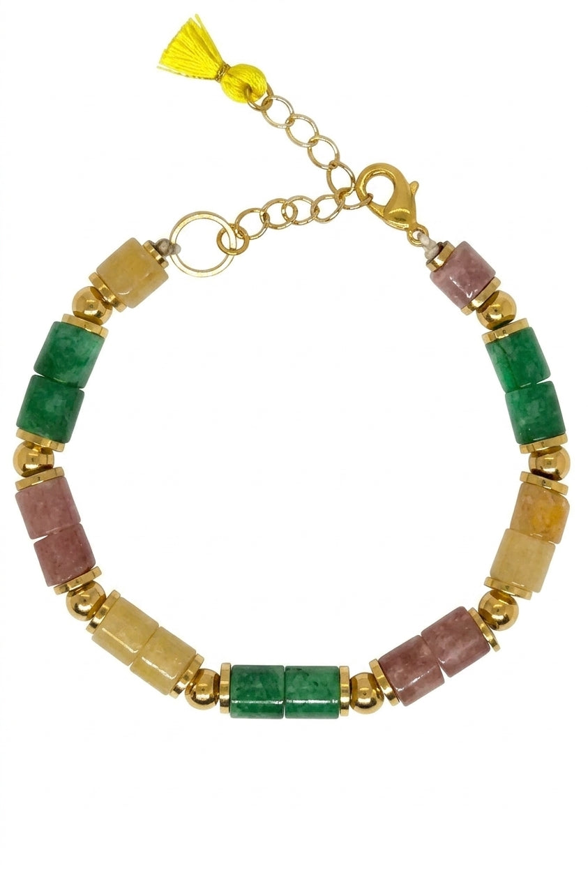 Japanese Miyuki Yellow Shine Bracelet Green - Enhanced Studio Photo