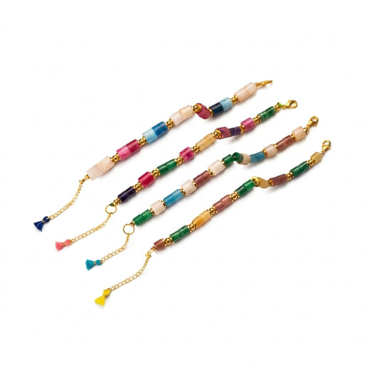 Japanese Miyuki Yellow Shine Bracelet Green - Enhanced Studio Photo