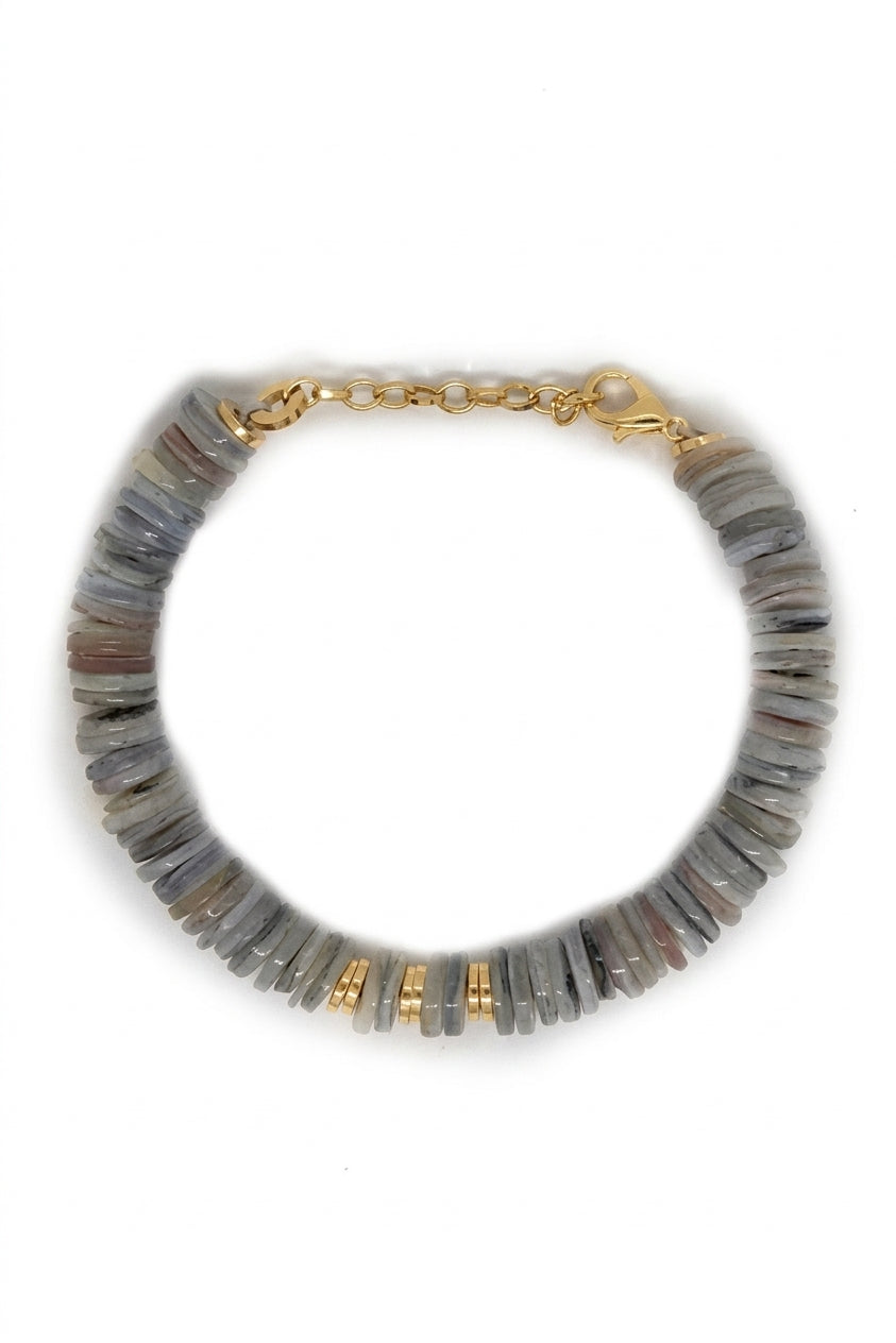 Brass Stone Bold Mother of Pearl Bracelet 18K Gold - Enhanced Studio Photo