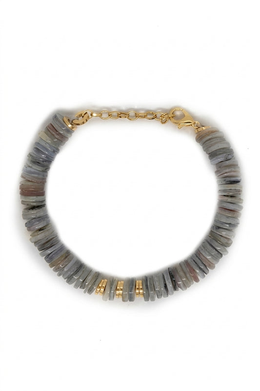 Brass Stone Bold Mother of Pearl Bracelet 18K Gold - Enhanced Studio Photo