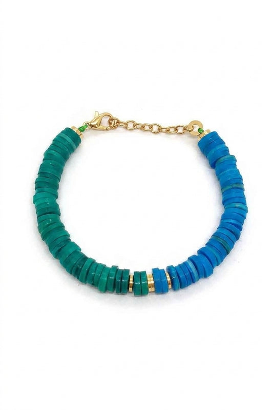 Brass Emerald Mother of Pearl Bracelet Green - Enhanced Studio Photo