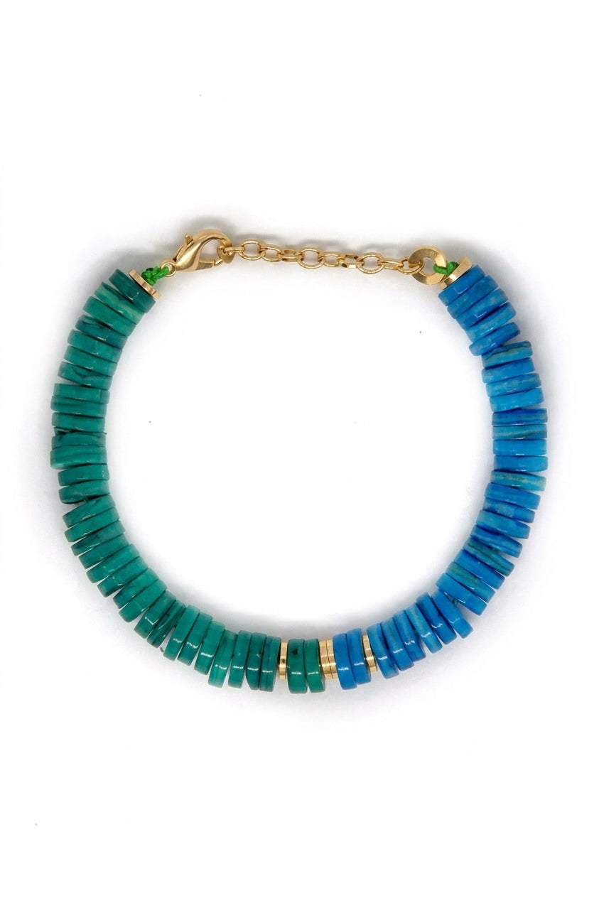 Brass Emerald Mother of Pearl Bracelet Green - Enhanced Studio Photo