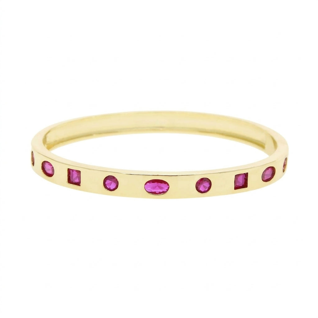 Blush Pink 18K Gold Plated Bangle Bracelet - Enhanced Studio Photo