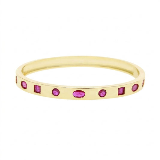 Blush Pink 18K Gold Plated Bangle Bracelet - Enhanced Studio Photo