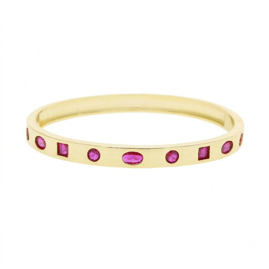 Blush Pink 18K Gold Plated Bangle Bracelet - Enhanced Studio Photo