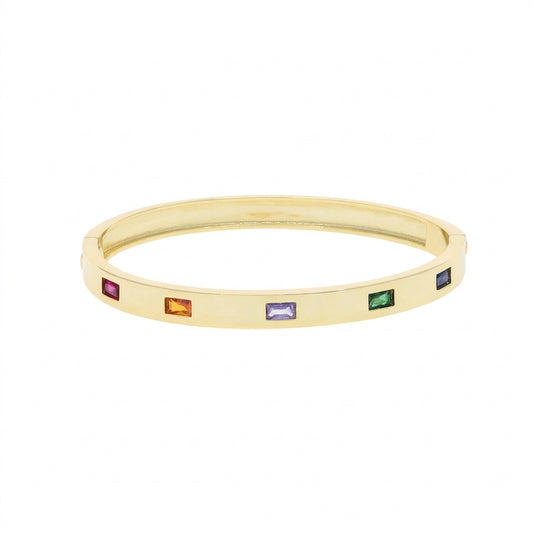 Rainbow Bangle Rectangle Cut Multicolor Zirconia - Enhanced Studio Photo