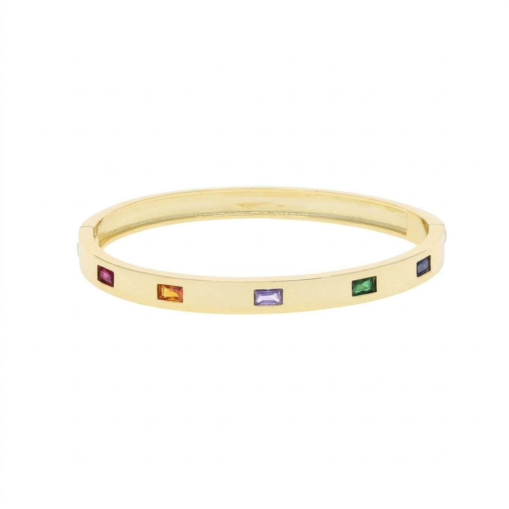 Rainbow Bangle Rectangle Cut Multicolor Zirconia - Enhanced Studio Photo
