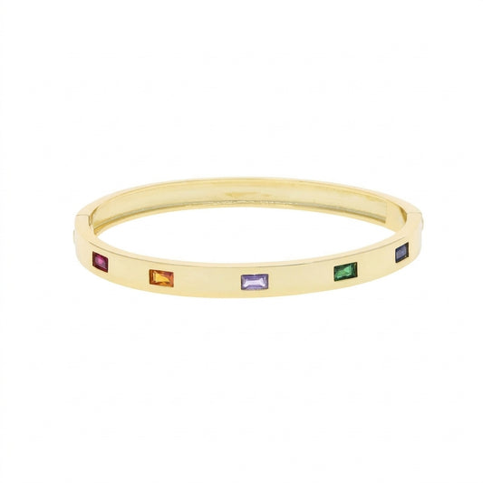 Rainbow Bangle Rectangle Cut Multicolor Zirconia - Enhanced Studio Photo