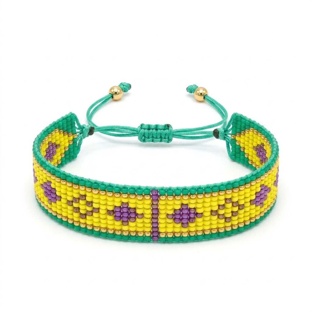 Crown Japanese Miyuki Beaded Bracelets 18K Gold - Enhanced Studio Photo