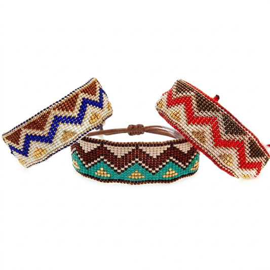 Egyptian Japanese Miyuki Beaded Bracelets 18K Gold - Enhanced Studio Photo