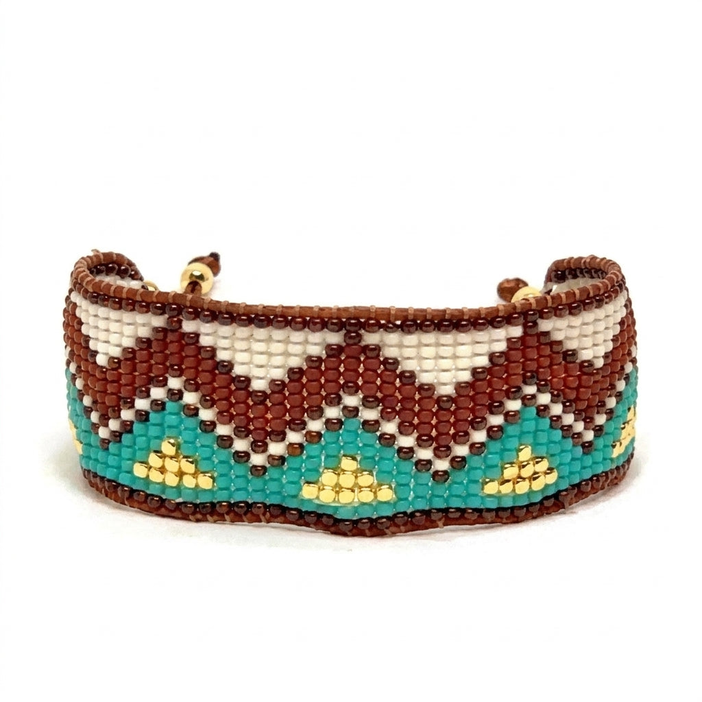 Egyptian Japanese Miyuki Beaded Bracelets 18K Gold - Enhanced Studio Photo