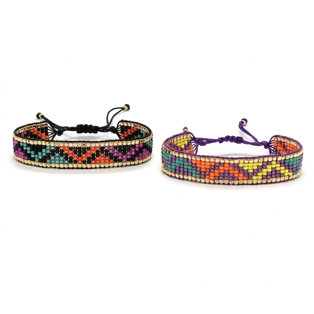 Mesh Japanese Miyuki Beaded Bracelets 18K Gold - Enhanced Studio Photo