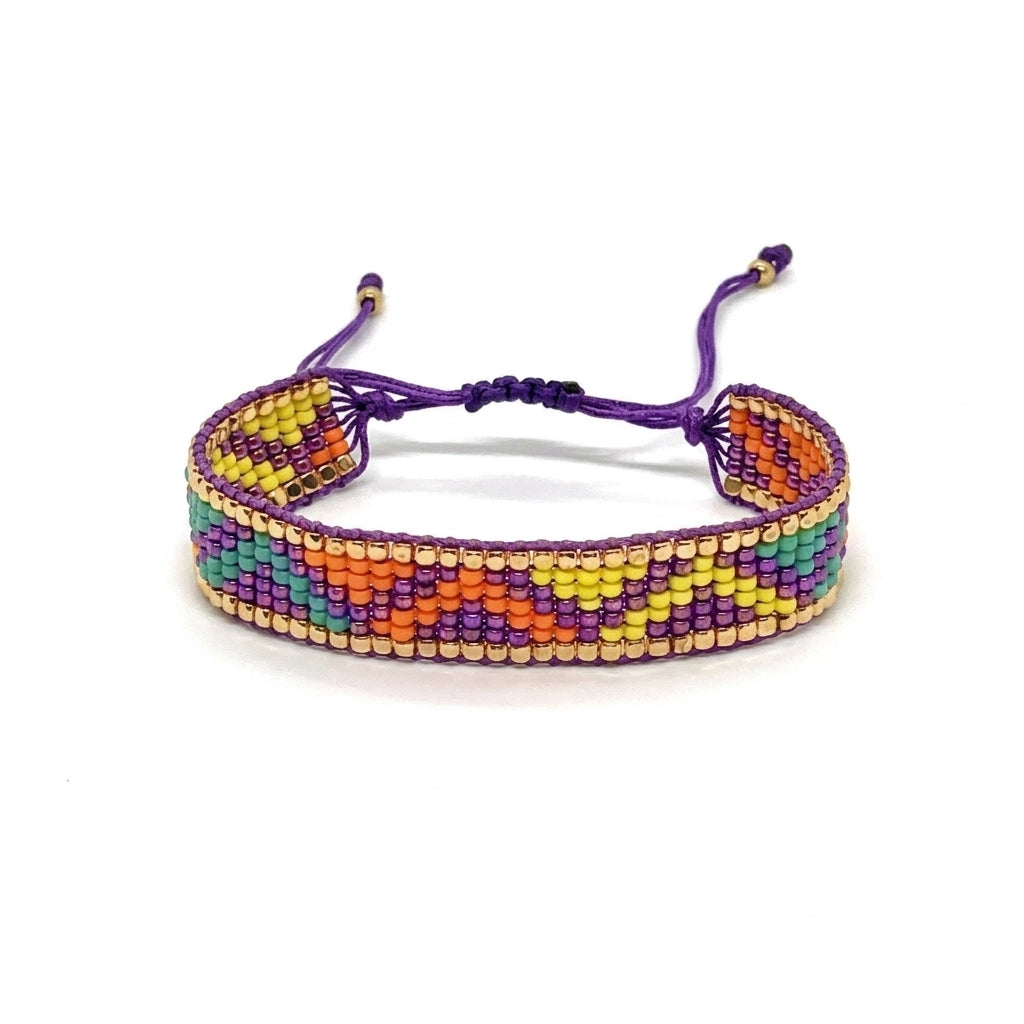 Mesh Japanese Miyuki Beaded Bracelets 18K Gold - Enhanced Studio Photo
