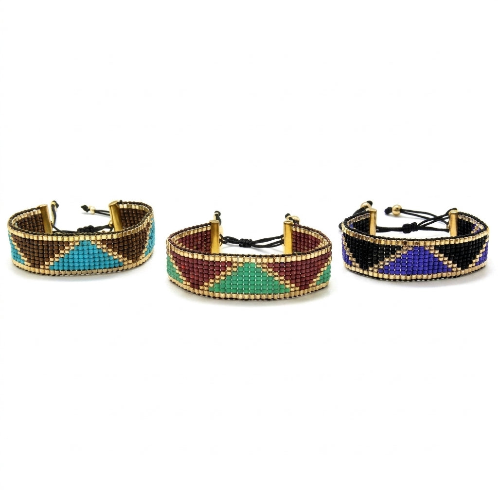 Mood Japanese Miyuki Beaded Bracelets 18K Gold - Enhanced Studio Photo