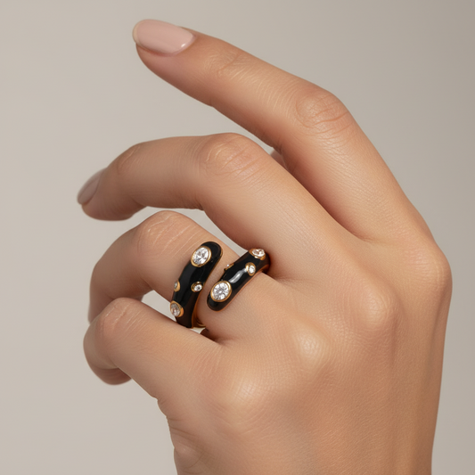 Trendy Enamel Zircon Open Adjustable Ring