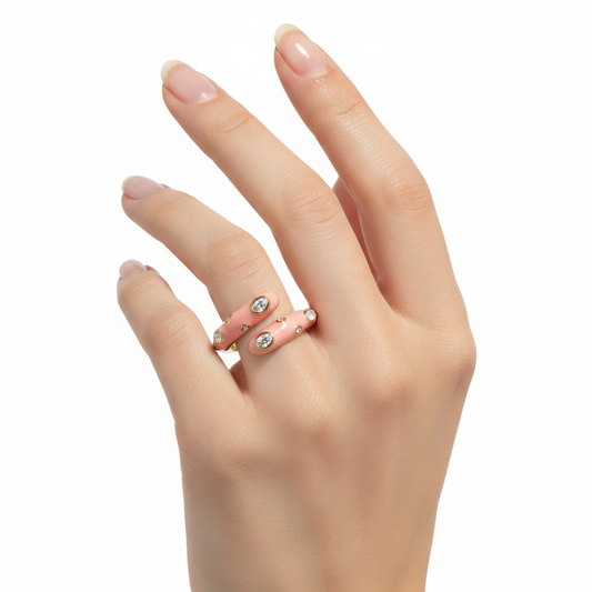 Trendy Enamel Zircon Open Adjustable Ring