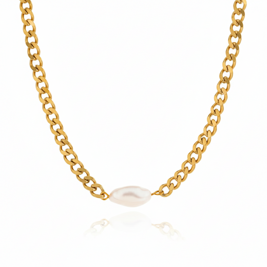 Natural Pearl Chain Collar Necklace