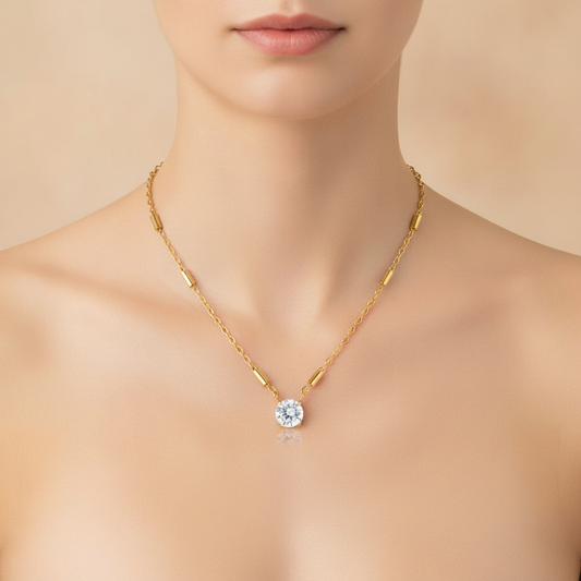 CZ Round Minimalist Pendant Necklace
