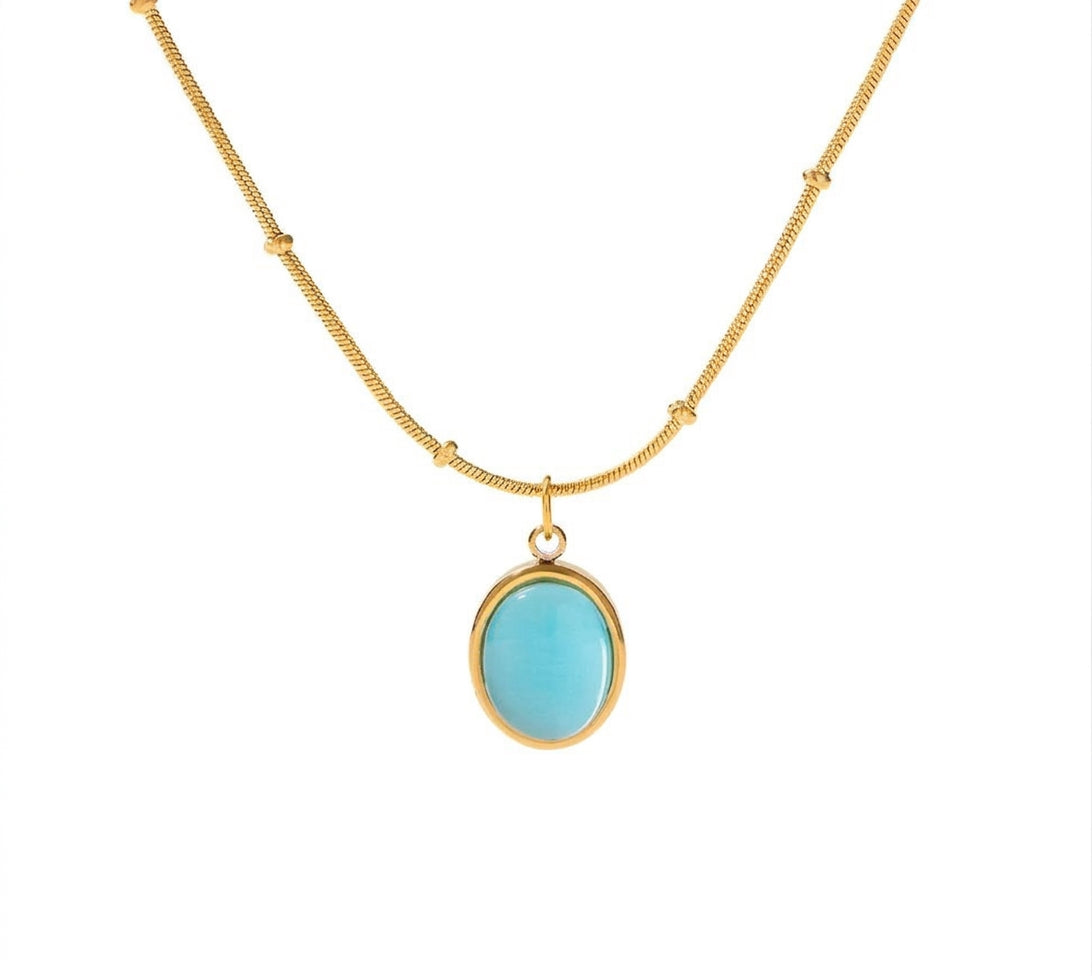 Turquoise Stone Trio Pendant Necklace - Enhanced Studio Photo