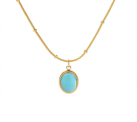 Turquoise Stone Trio Pendant Necklace - Enhanced Studio Photo