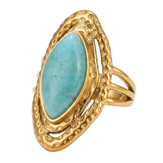 Marquise Aventurine Open Halo Ring - Enhanced Studio Photo