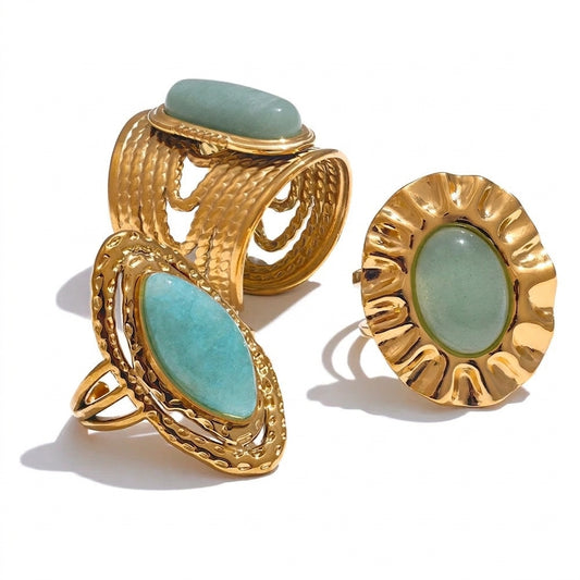 Marquise Aventurine Open Halo Ring - Enhanced Studio Photo