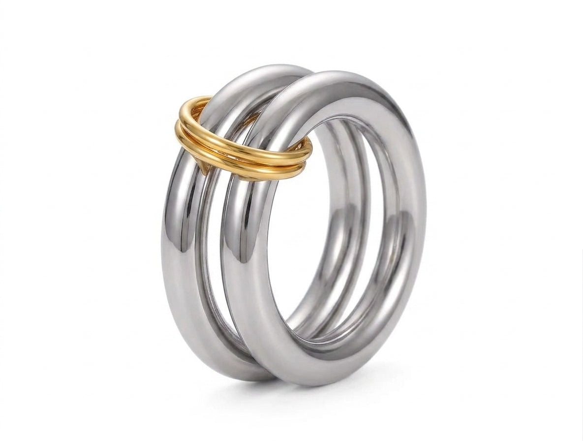 Dual Radiance Ribbed Zircon Ring - Enhanced Studio Photo