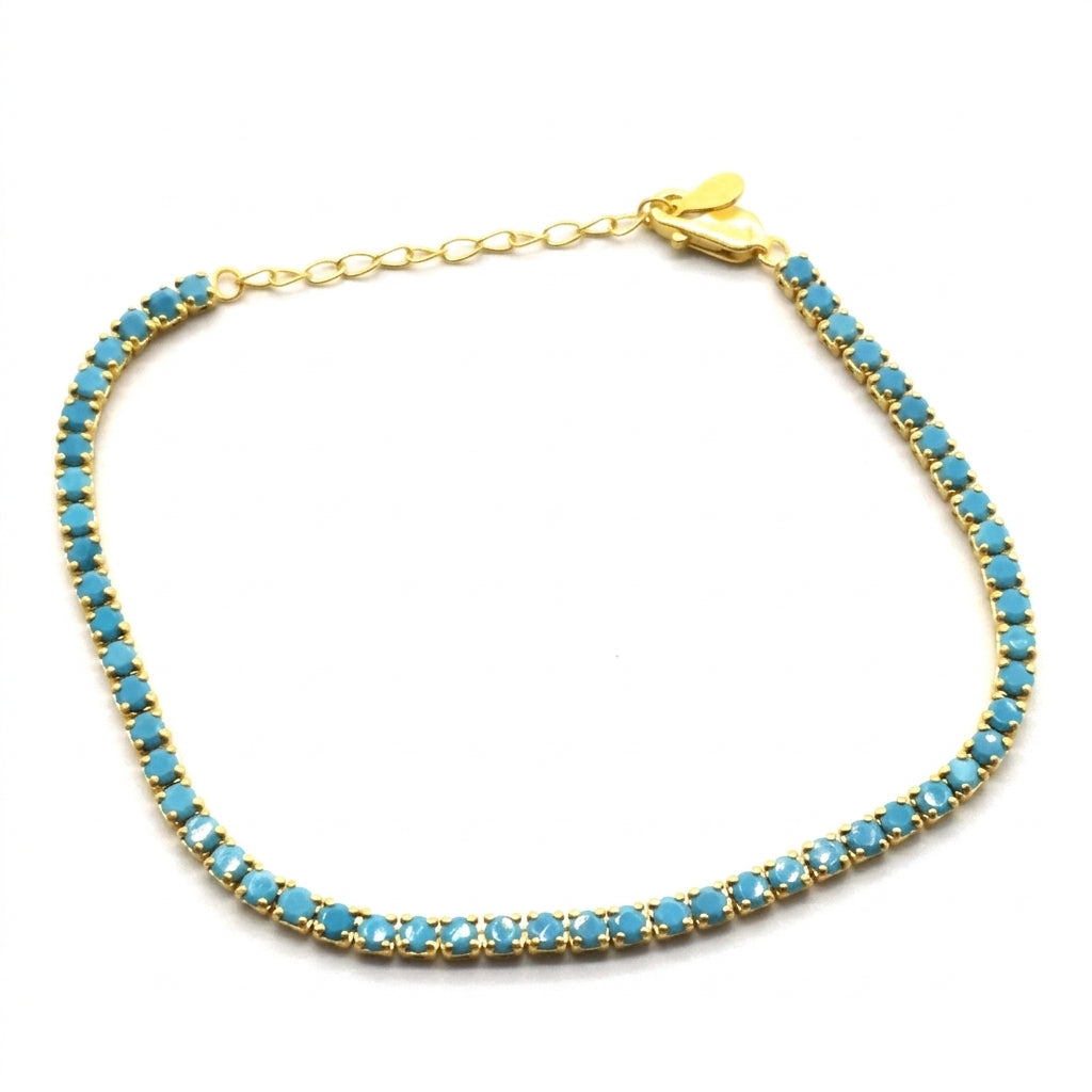 Azure Glow Tennis Silver 925 Bracelet - Enhanced Studio Photo