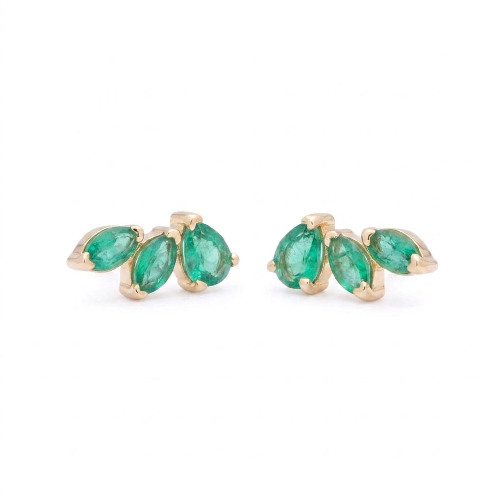 Celeste 3 Marquise Minimalist Stud Silver 925 Earrings - Enhanced Studio Photo