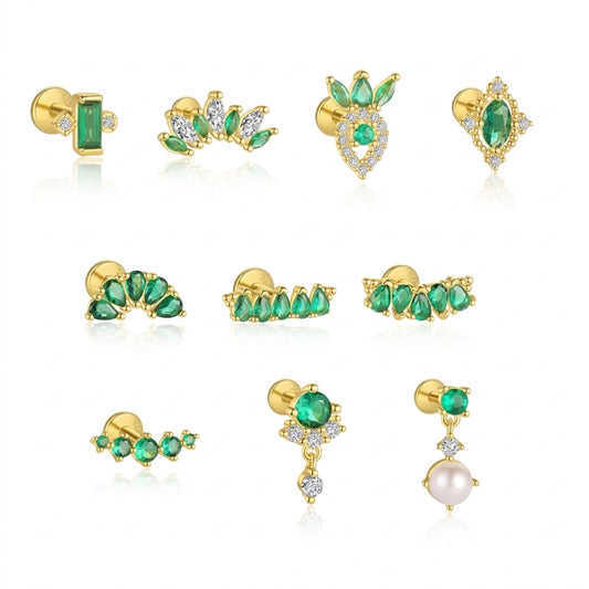 Emerald Radiance Silver 925 Piercing - Enhanced Studio Photo