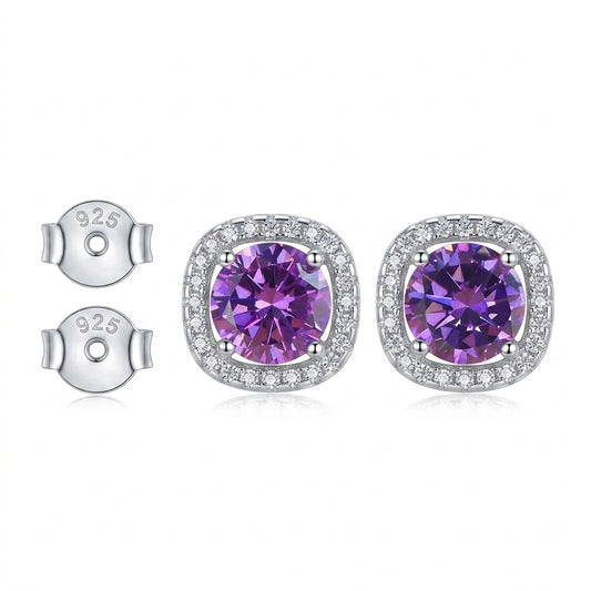 Violet Lumire Stud Silver 925 Earrings - Enhanced Studio Photo